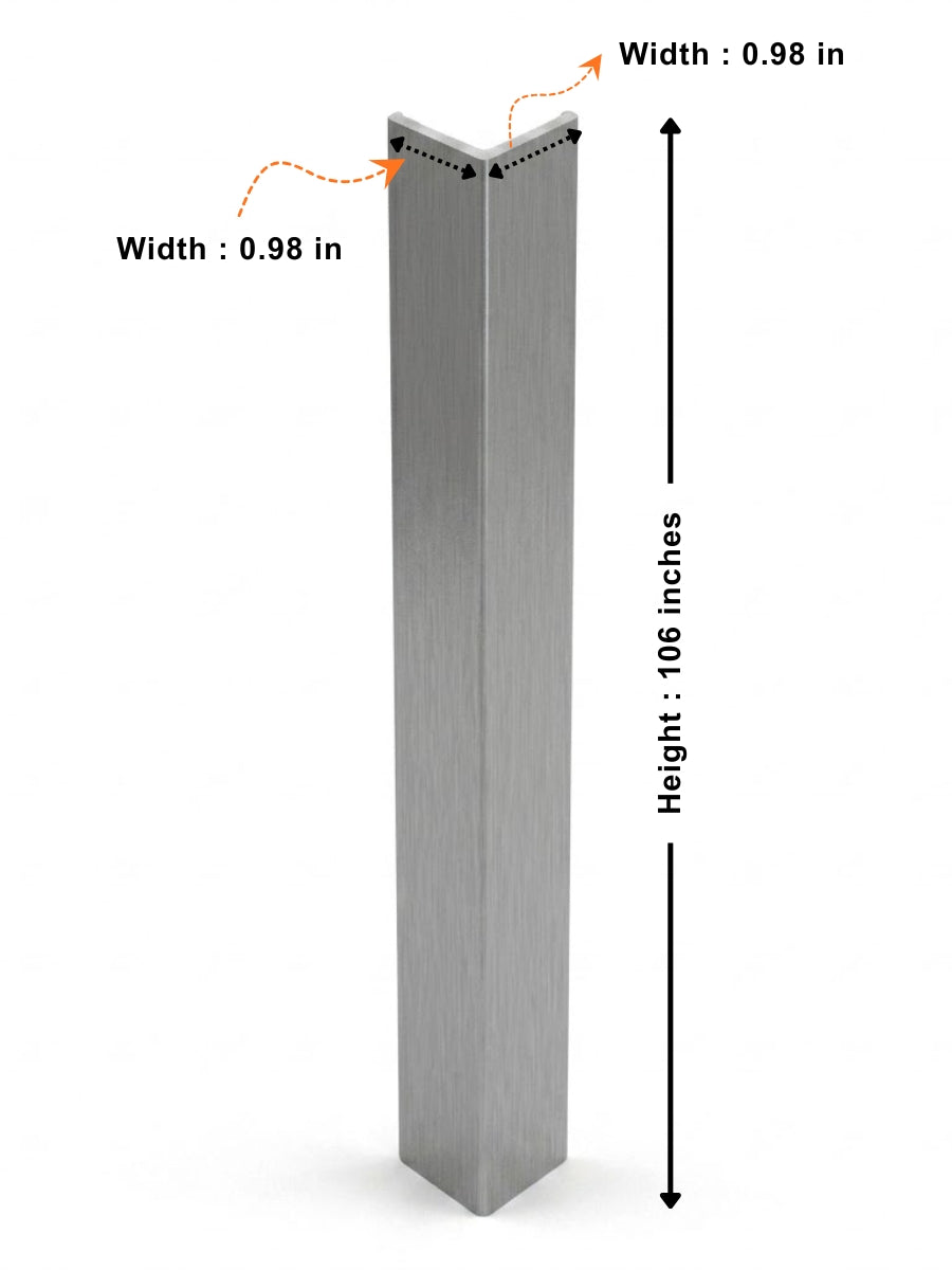 White linen corner trim diagram showing 106-inch height and 0.98-inch sides