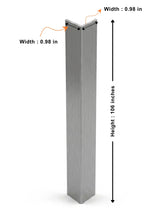 White linen corner trim diagram showing 106-inch height and 0.98-inch sides