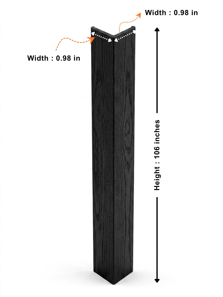 Blackwood wall panel corner trim measuring 106 inches high with 0.98-inch sides