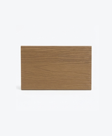 Brown composite fence sample with horizontal wood-grain texture