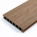 Brown walnut-textured composite deck board with wood grain finish