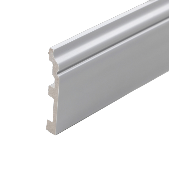 Modern pure white baseboard molding with smooth finish