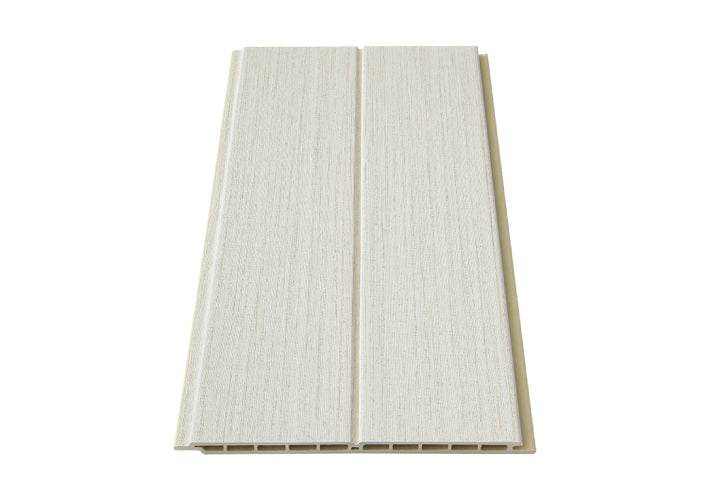 White wood grain wall panel with light gray background