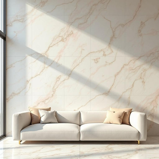 Elegant light pink and white marble PVC wall panels with UV protection