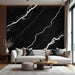 Luxurious deep black marble wall panel with white veins