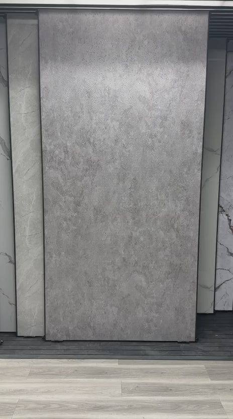 Grey stone PVC wall panels waterproof rough texture warehouse stock