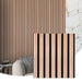 94x24-inch oak and black acoustic wood wall panel with striped pattern