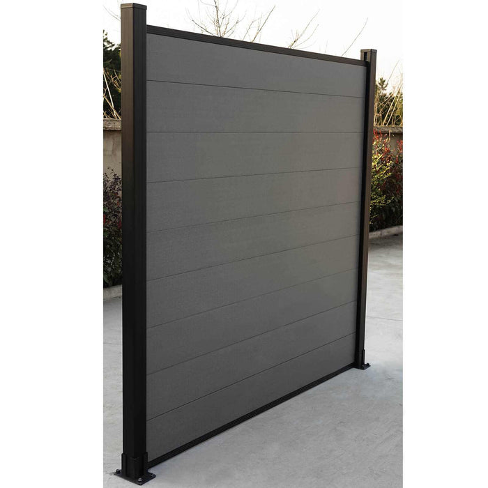 Light gray co-extrusion composite fence with horizontal planks