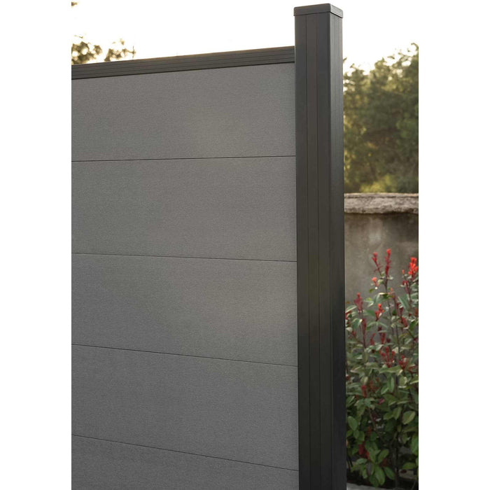 Light gray co-extrusion composite fence with wood grain texture