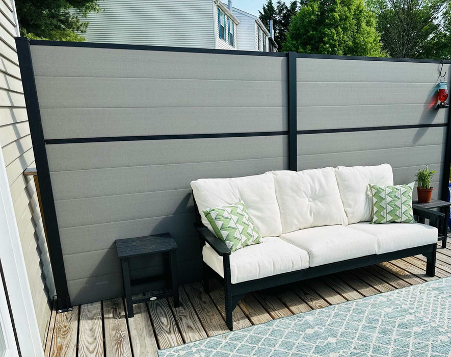 Light gray co-extrusion composite fence with black frame