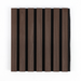 Dark brown grooved wood acoustic wall panel with visible grain and black felt backing