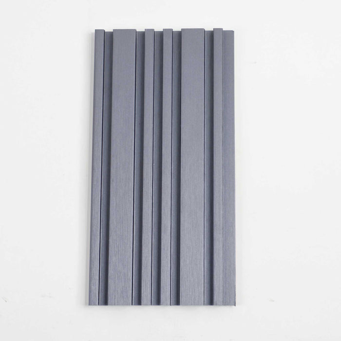 Gray WPC wall panel with striped texture