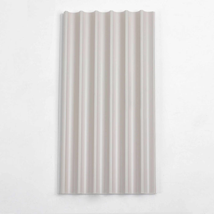 White curved WPC wall panel with ribbed texture