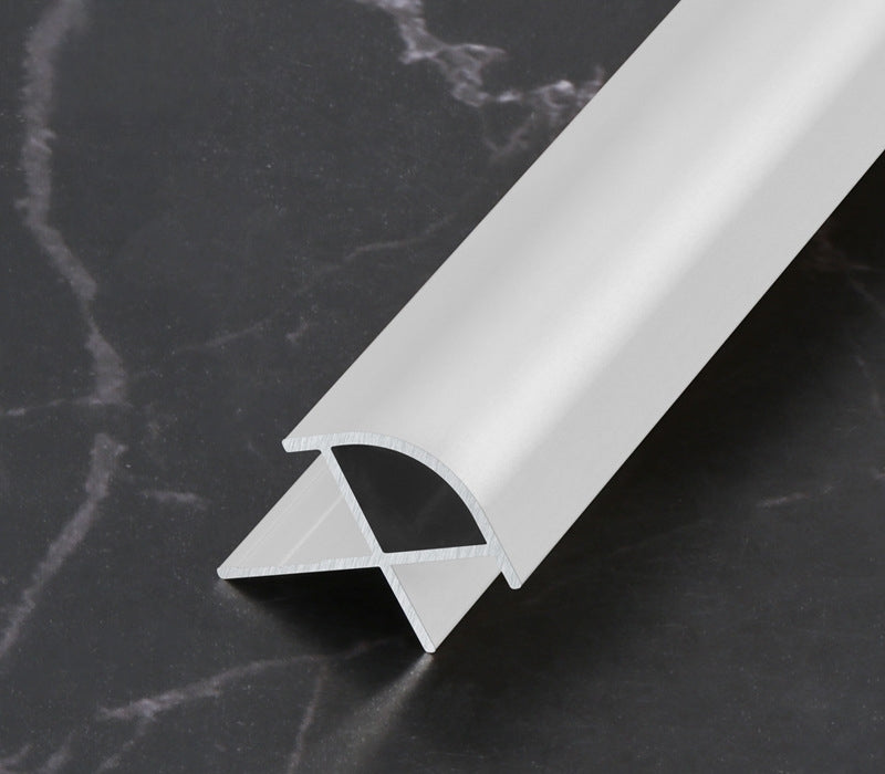 Silver 3mm aluminum outside corner trim for PVC wall panels with rounded profile