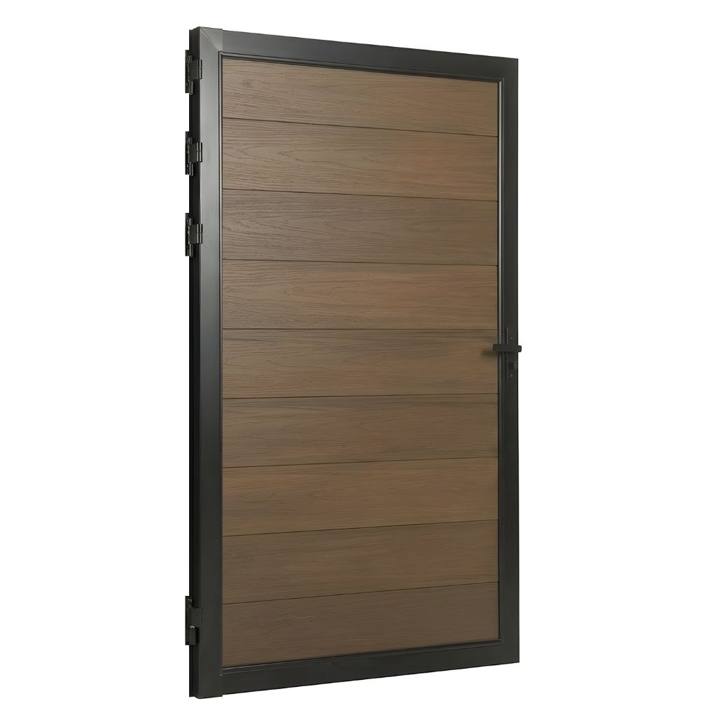 composite WPC single gate walnut color 3x6 ft for backyard fencing