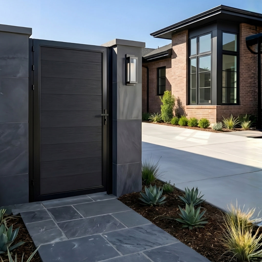 WPC single swing gate black finish 3ft x 6ft for outdoor fence system