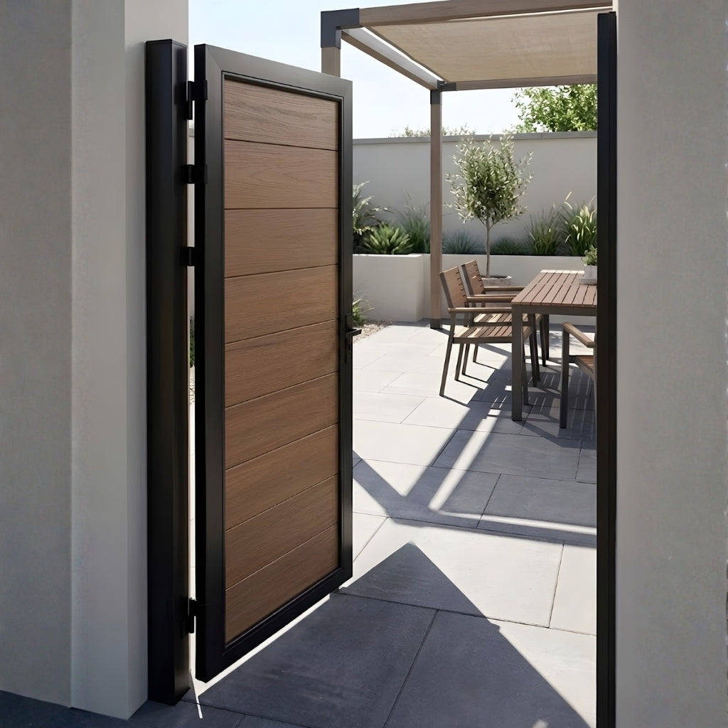 premium walnut WPC composite fence gate 3x6 ft stylish outdoor gate